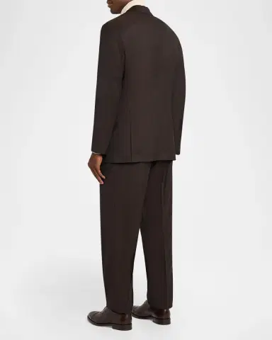 Brunello Cucinelli Men's Wool and Cashmere Chevron Double-Breasted Suit | Thumbnail 3 Brunello Cucinelli Men's Wool and Cashmere Chevron Double-Breasted Suit | Thumbnail 3