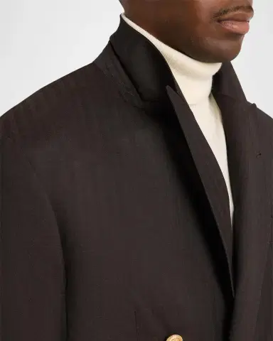 Brunello Cucinelli Men's Wool and Cashmere Chevron Double-Breasted Suit | Thumbnail 8 Brunello Cucinelli Men's Wool and Cashmere Chevron Double-Breasted Suit | Thumbnail 8