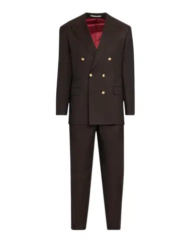 Brunello Cucinelli Men's Wool and Cashmere Chevron Double-Breasted Suit | Thumbnail 1 Brunello Cucinelli Men's Wool and Cashmere Chevron Double-Breasted Suit | Thumbnail 1