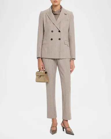 Fabiana Filippi Double-Breasted Pinstripe Flannel Blazer | Thumbnail 2 Fabiana Filippi Double-Breasted Pinstripe Flannel Blazer | Thumbnail 2