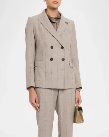Fabiana Filippi Double-Breasted Pinstripe Flannel Blazer | Thumbnail 4 Fabiana Filippi Double-Breasted Pinstripe Flannel Blazer | Thumbnail 4
