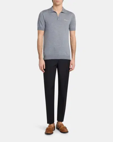 McQueen Men's Wool Knit Johnny Collar Short-Sleeve Polo Sweater | Thumbnail 2 McQueen Men's Wool Knit Johnny Collar Short-Sleeve Polo Sweater | Thumbnail 2