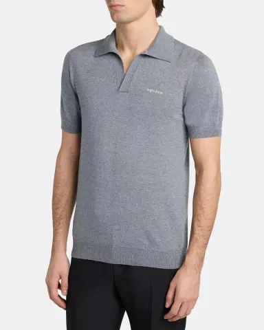 McQueen Men's Wool Knit Johnny Collar Short-Sleeve Polo Sweater | Thumbnail 4 McQueen Men's Wool Knit Johnny Collar Short-Sleeve Polo Sweater | Thumbnail 4