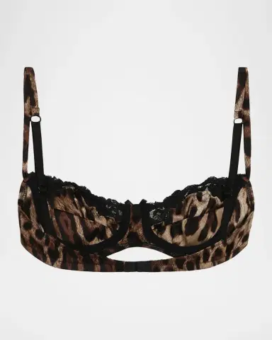 Dolce & Gabbana Leopard-Print Lace & Satin Balconette Bra | Thumbnail 2 Dolce & Gabbana Leopard-Print Lace & Satin Balconette Bra | Thumbnail 2