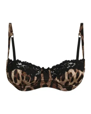 Dolce & Gabbana Leopard-Print Lace & Satin Balconette Bra | Thumbnail 1 Dolce & Gabbana Leopard-Print Lace & Satin Balconette Bra | Thumbnail 1