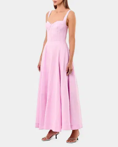 NICHOLAS Anya Sweetheart Linen Midi Dress | Thumbnail 4 NICHOLAS Anya Sweetheart Linen Midi Dress | Thumbnail 4