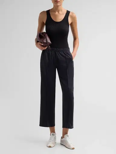 RE/DONE Women's Mel Crease-Front Track Pants - Black With White | Thumbnail 2 RE/DONE Women's Mel Crease-Front Track Pants - Black With White | Thumbnail 2