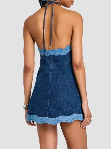 Retrofête Women's Tasia Denim Halter Mini Dress - Montana Mix | Thumbnail 3 Retrofête Women's Tasia Denim Halter Mini Dress - Montana Mix | Thumbnail 3