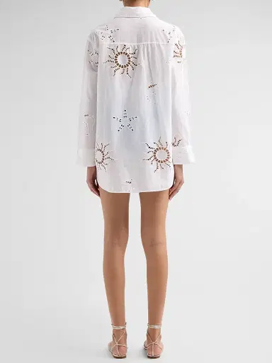 Lilly Pulitzer Women's Kwitney Eyelet Cotton Cover-Up Shirt - Resort White | Thumbnail 3 Lilly Pulitzer Women's Kwitney Eyelet Cotton Cover-Up Shirt - Resort White | Thumbnail 3