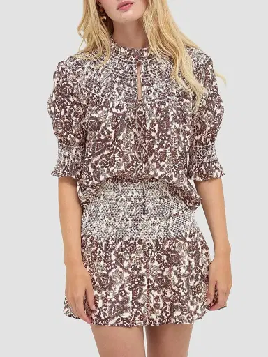 Hill House Home Women's The Zinnia Top - Chedworth Paisley Brown | Thumbnail 2 Hill House Home Women's The Zinnia Top - Chedworth Paisley Brown | Thumbnail 2
