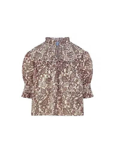 Hill House Home Women's The Zinnia Top - Chedworth Paisley Brown | Thumbnail 1 Hill House Home Women's The Zinnia Top - Chedworth Paisley Brown | Thumbnail 1