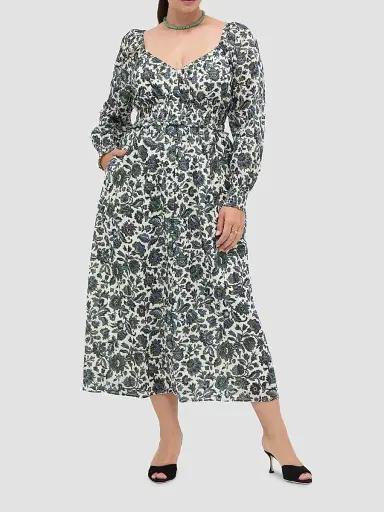 Hill House Home Women's The Eugenia Nap Dress - Jacobean Bloom Blue Green | Thumbnail 2 Hill House Home Women's The Eugenia Nap Dress - Jacobean Bloom Blue Green | Thumbnail 2