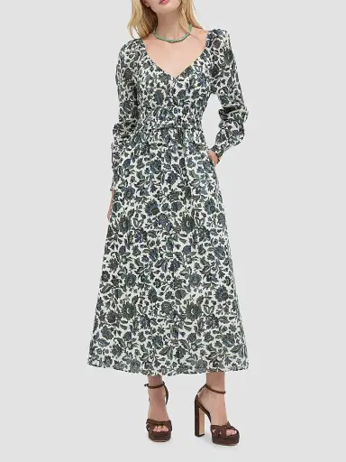 Hill House Home Women's The Eugenia Nap Dress - Jacobean Bloom Blue Green | Thumbnail 3 Hill House Home Women's The Eugenia Nap Dress - Jacobean Bloom Blue Green | Thumbnail 3