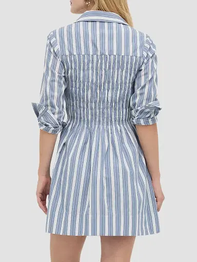 Hill House Home Women's The Mira Dress - Coln Ticking Stripe Dusty Blue | Thumbnail 5 Hill House Home Women's The Mira Dress - Coln Ticking Stripe Dusty Blue | Thumbnail 5