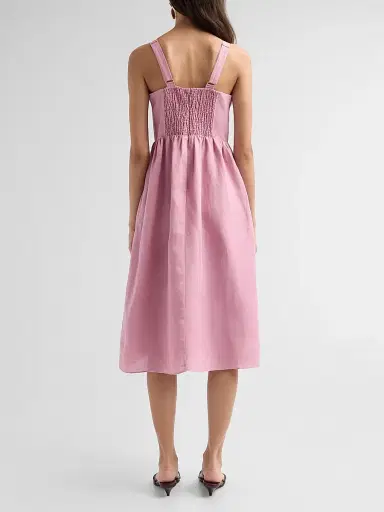 L'Agence Women's Tiani Bustier Linen-Blend Midi Dress - Lilas | Thumbnail 3 L'Agence Women's Tiani Bustier Linen-Blend Midi Dress - Lilas | Thumbnail 3
