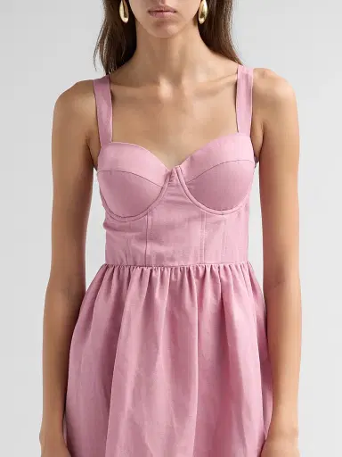 L'Agence Women's Tiani Bustier Linen-Blend Midi Dress - Lilas | Thumbnail 5 L'Agence Women's Tiani Bustier Linen-Blend Midi Dress - Lilas | Thumbnail 5