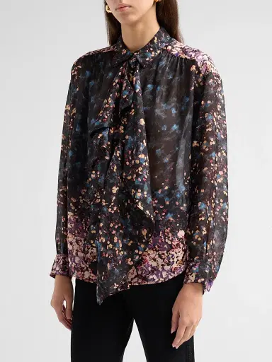 Ulla Johnson Women's Gesture Floral Silk Ruffle Blouse - Eclipse | Thumbnail 4 Ulla Johnson Women's Gesture Floral Silk Ruffle Blouse - Eclipse | Thumbnail 4