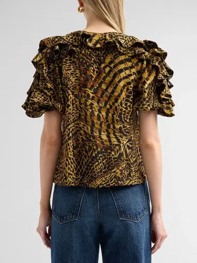 Ulla Johnson Women's Josephine Animal-Print Silk Top - Wren | Thumbnail 3 Ulla Johnson Women's Josephine Animal-Print Silk Top - Wren | Thumbnail 3
