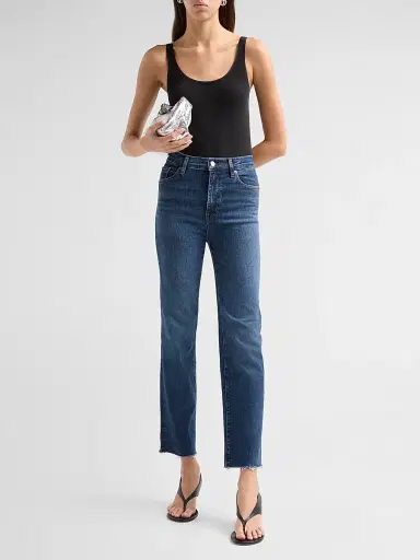 FRAME Women's Le Sleek High-Rise Straight Jeans - Showdown Raw Fray | Thumbnail 2 FRAME Women's Le Sleek High-Rise Straight Jeans - Showdown Raw Fray | Thumbnail 2