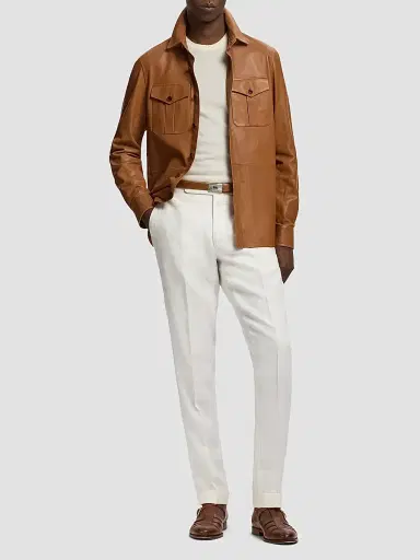 Ralph Lauren Purple Label Men's Barron Plonge Leather Shirt Jacket - Gold | Thumbnail 2 Ralph Lauren Purple Label Men's Barron Plonge Leather Shirt Jacket - Gold | Thumbnail 2