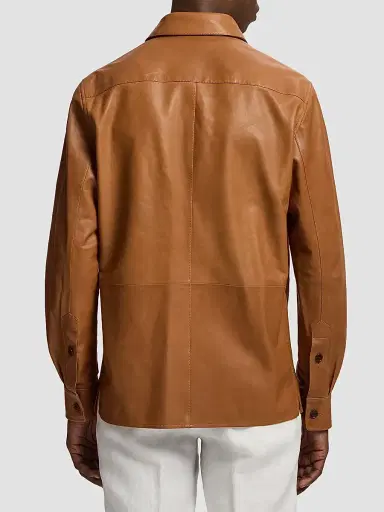 Ralph Lauren Purple Label Men's Barron Plonge Leather Shirt Jacket - Gold | Thumbnail 3 Ralph Lauren Purple Label Men's Barron Plonge Leather Shirt Jacket - Gold | Thumbnail 3