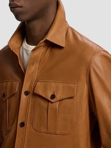 Ralph Lauren Purple Label Men's Barron Plonge Leather Shirt Jacket - Gold | Thumbnail 5 Ralph Lauren Purple Label Men's Barron Plonge Leather Shirt Jacket - Gold | Thumbnail 5
