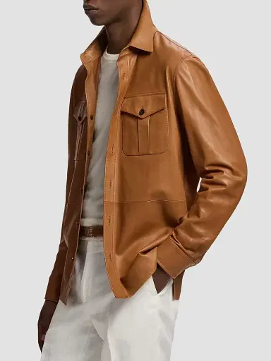 Ralph Lauren Purple Label Men's Barron Plonge Leather Shirt Jacket - Gold | Thumbnail 6 Ralph Lauren Purple Label Men's Barron Plonge Leather Shirt Jacket - Gold | Thumbnail 6