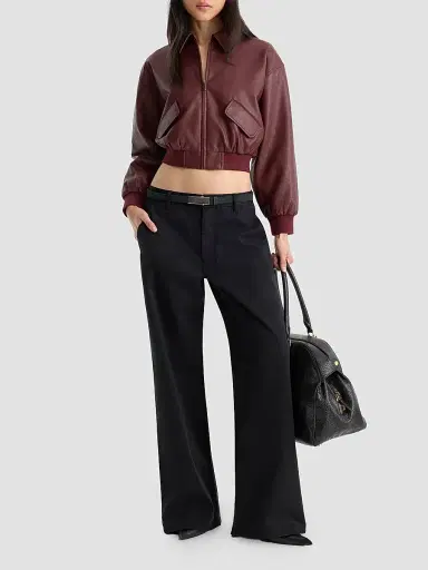GOOD AMERICAN Women's The Better Than Leather Cropped Bomber Jacket | Thumbnail 2 GOOD AMERICAN Women's The Better Than Leather Cropped Bomber Jacket | Thumbnail 2