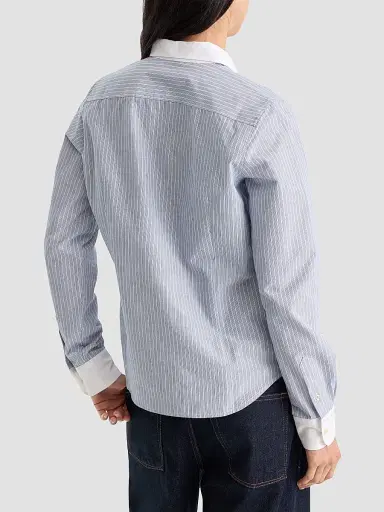 GOOD AMERICAN Women's The Oxford Contrast Shirt - Slate Blue Stripe - Size XS | Thumbnail 3 GOOD AMERICAN Women's The Oxford Contrast Shirt - Slate Blue Stripe - Size XS | Thumbnail 3