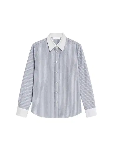 GOOD AMERICAN Women's The Oxford Contrast Shirt - Slate Blue Stripe - Size XS | Thumbnail 1 GOOD AMERICAN Women's The Oxford Contrast Shirt - Slate Blue Stripe - Size XS | Thumbnail 1