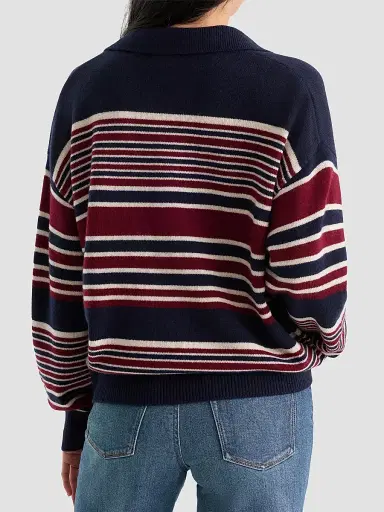Good American Women's The Oversized Striped Rugby Sweater - Multi Stripe | Thumbnail 3 Good American Women's The Oversized Striped Rugby Sweater - Multi Stripe | Thumbnail 3