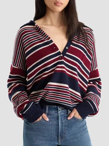 Good American Women's The Oversized Striped Rugby Sweater - Multi Stripe | Thumbnail 4 Good American Women's The Oversized Striped Rugby Sweater - Multi Stripe | Thumbnail 4