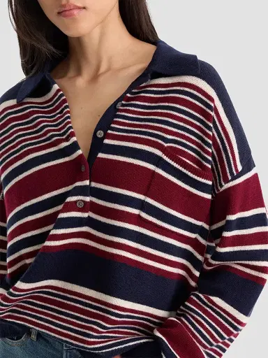 Good American Women's The Oversized Striped Rugby Sweater - Multi Stripe | Thumbnail 5 Good American Women's The Oversized Striped Rugby Sweater - Multi Stripe | Thumbnail 5