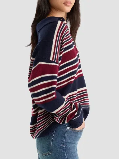 Good American Women's The Oversized Striped Rugby Sweater - Multi Stripe | Thumbnail 6 Good American Women's The Oversized Striped Rugby Sweater - Multi Stripe | Thumbnail 6