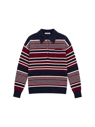 Good American Women's The Oversized Striped Rugby Sweater - Multi Stripe | Thumbnail 1 Good American Women's The Oversized Striped Rugby Sweater - Multi Stripe | Thumbnail 1