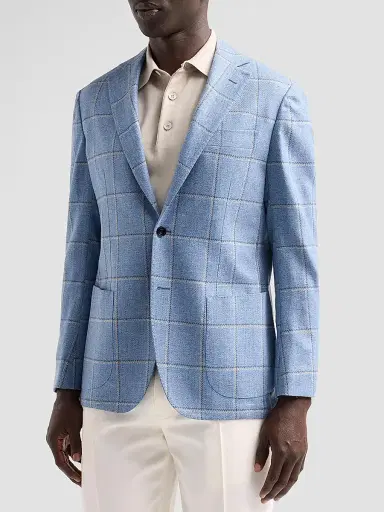 Sartorio Napoli Men's Heavy Plaid Wool-Cashmere Sport Coat - Blue | Thumbnail 4 Sartorio Napoli Men's Heavy Plaid Wool-Cashmere Sport Coat - Blue | Thumbnail 4