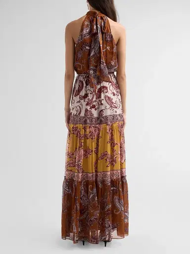 Hemant & Nandita Women's Colorblocked Tiered Maxi Dress - Brown | Thumbnail 3 Hemant & Nandita Women's Colorblocked Tiered Maxi Dress - Brown | Thumbnail 3