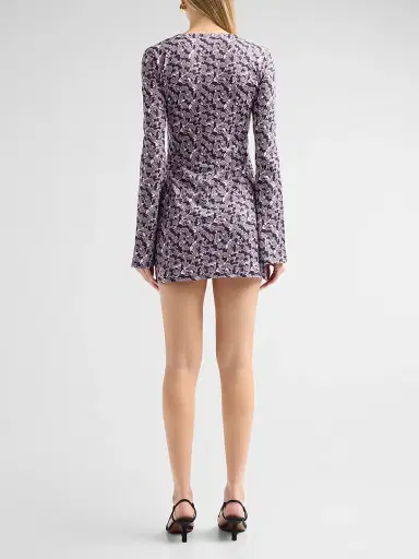 Eywasouls Malibu Women's Romy Printed Bell Sleeve Mini Dress - Shadow Bloom | Thumbnail 3 Eywasouls Malibu Women's Romy Printed Bell Sleeve Mini Dress - Shadow Bloom | Thumbnail 3