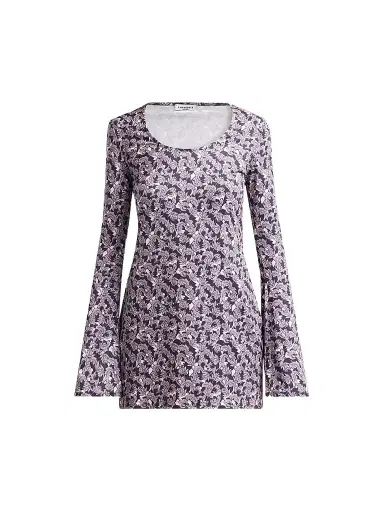 Eywasouls Malibu Women's Romy Printed Bell Sleeve Mini Dress - Shadow Bloom | Thumbnail 1 Eywasouls Malibu Women's Romy Printed Bell Sleeve Mini Dress - Shadow Bloom | Thumbnail 1