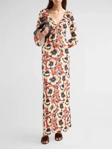 Eywasouls Malibu Women's Diana Floral Bell Sleeve Maxi Dress - Amber Poppy | Thumbnail 2 Eywasouls Malibu Women's Diana Floral Bell Sleeve Maxi Dress - Amber Poppy | Thumbnail 2