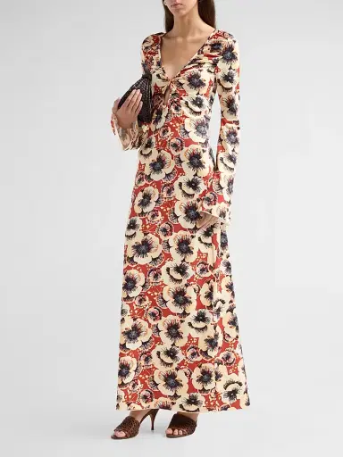 Eywasouls Malibu Women's Diana Floral Bell Sleeve Maxi Dress - Amber Poppy | Thumbnail 4 Eywasouls Malibu Women's Diana Floral Bell Sleeve Maxi Dress - Amber Poppy | Thumbnail 4
