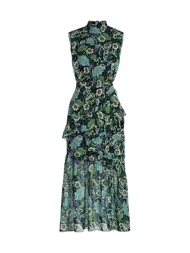 Women's Fleur Ruffled Midi Dress - Silva Fern Women's Fleur Ruffled Midi Dress - Silva Fern