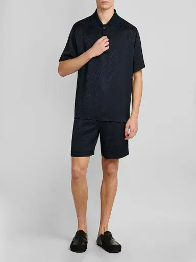 Casablanca Men's Monogram Drawstring Shorts - Dark Navy | Thumbnail 2 Casablanca Men's Monogram Drawstring Shorts - Dark Navy | Thumbnail 2
