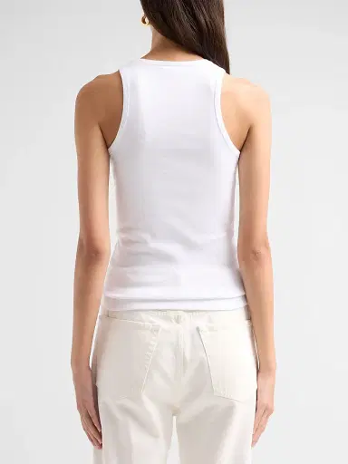 Ganni Women's Compact Rib Jersey Cherry Tank Top - Bright White | Thumbnail 3 Ganni Women's Compact Rib Jersey Cherry Tank Top - Bright White | Thumbnail 3