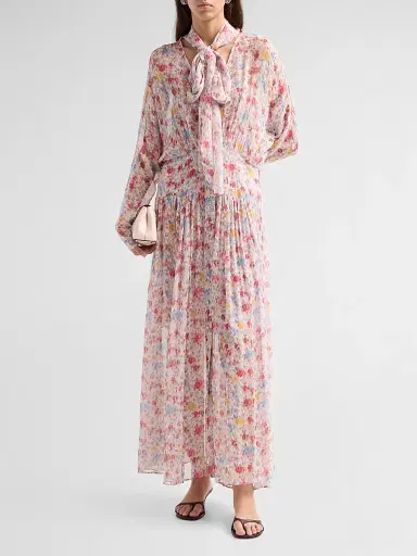Ganni Women's Textured Silk Georgette Maxi Dress | Thumbnail 2 Ganni Women's Textured Silk Georgette Maxi Dress | Thumbnail 2