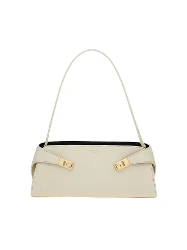 FERRAGAMO Women's East-West Hug Leather Shoulder Bag - Mascarpone | Thumbnail 1 FERRAGAMO Women's East-West Hug Leather Shoulder Bag - Mascarpone | Thumbnail 1