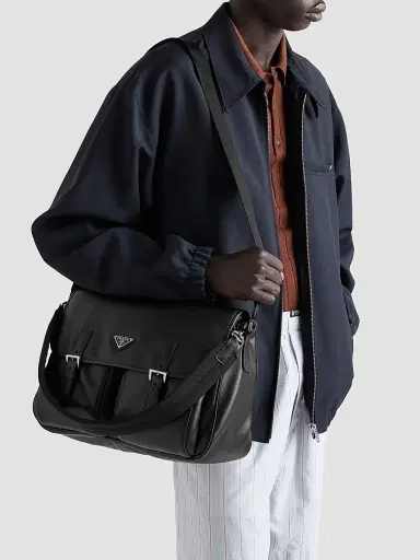 Prada Men's Leather Shoulder Bag | Thumbnail 3 Prada Men's Leather Shoulder Bag | Thumbnail 3