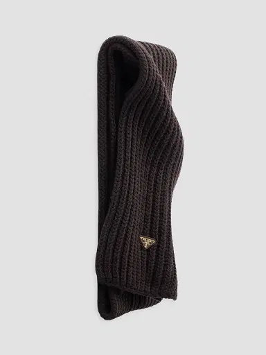 Prada Women's Wool Scarf - Dark Brown | Thumbnail 2 Prada Women's Wool Scarf - Dark Brown | Thumbnail 2