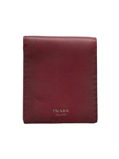 Prada Men's Antiqued Leather Wallet - Red | Thumbnail 1 Prada Men's Antiqued Leather Wallet - Red | Thumbnail 1