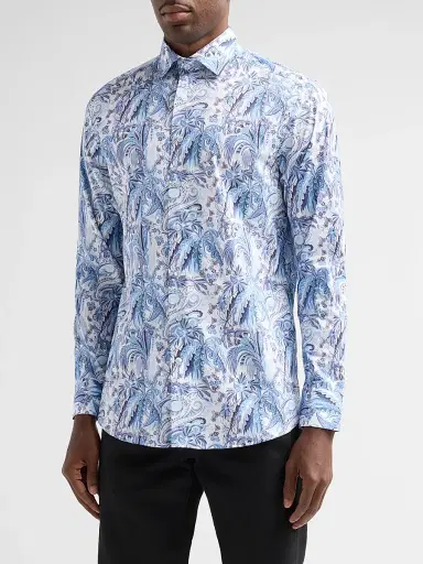 Etro Men's Roma Stretch-Cotton Shirt - Print On White Base - Size 18.5 | Thumbnail 4 Etro Men's Roma Stretch-Cotton Shirt - Print On White Base - Size 18.5 | Thumbnail 4